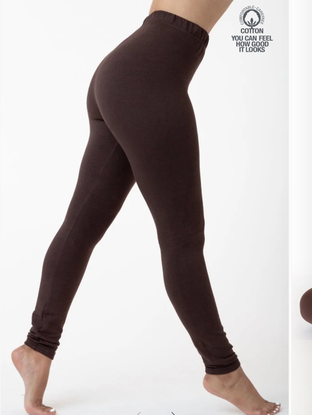 Los Angeles Apparel Brown Cotton-Spandex Fleece Lined Leggings S